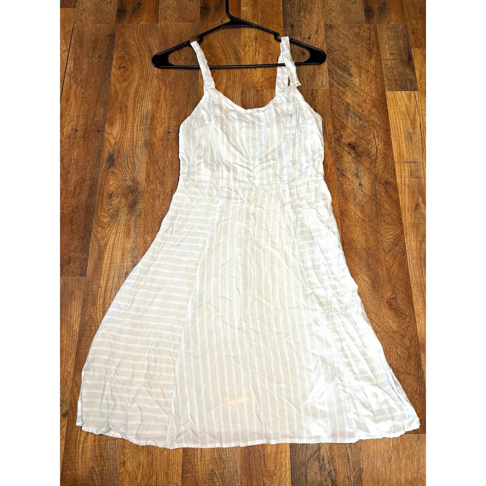 Blue/White Striped Mid Length Dress